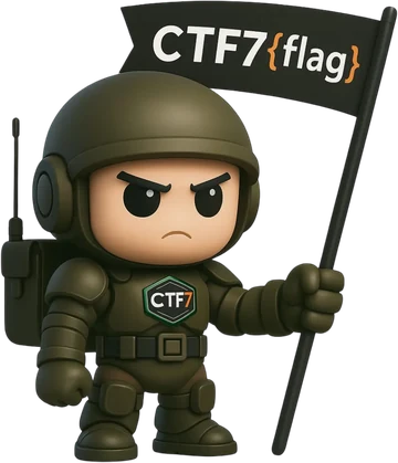 CTF7 mascot holding a CTF7 flag